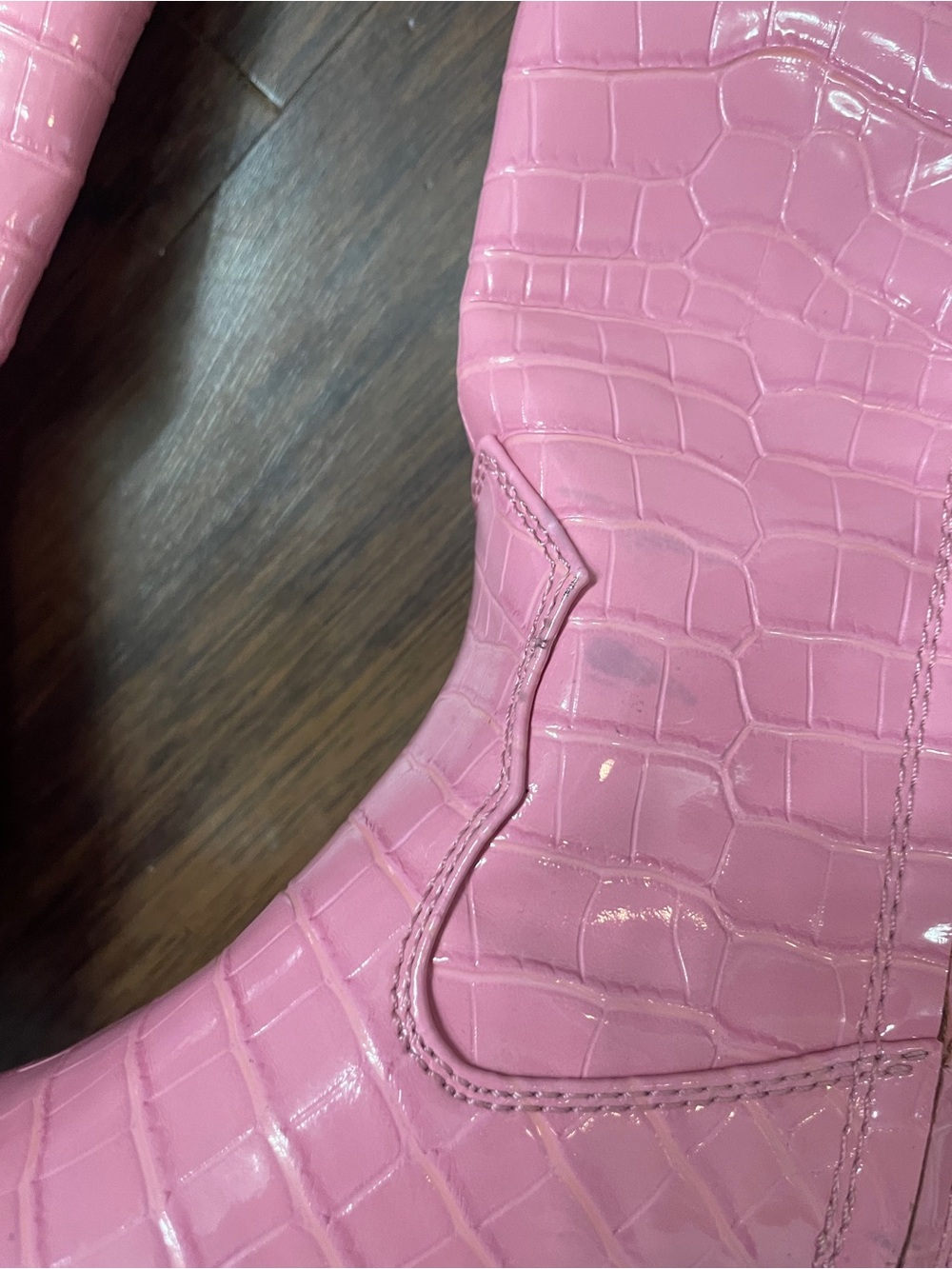 Women’s Pink Croc-Embossed Mid-Calf Western Boots - Picture 7 of 11
